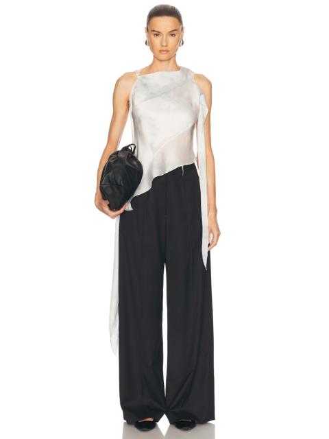 GRACE LING Silk Satin Chiffon Bias Scarf Top