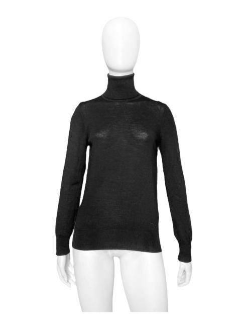 Dior Dior Fall 2006 Galliano Black Logo Knit Turtleneck Sweater