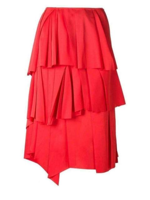 Other Designers Cedric Charlier - Red Draped Ruffled Skirt