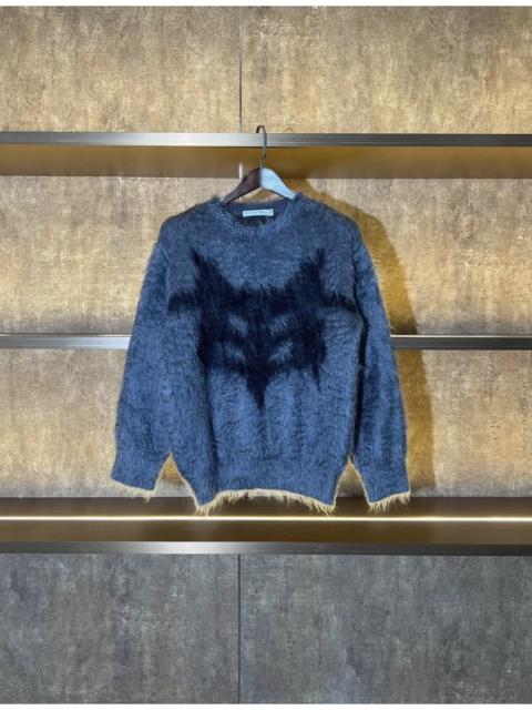 Dior CHRISTIAN DIOR grey mohair silk black graphic fluffy long sleeve sweater