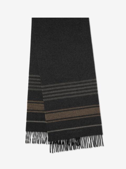 CORNELIANI Grey/brown wool and cashmere scarf