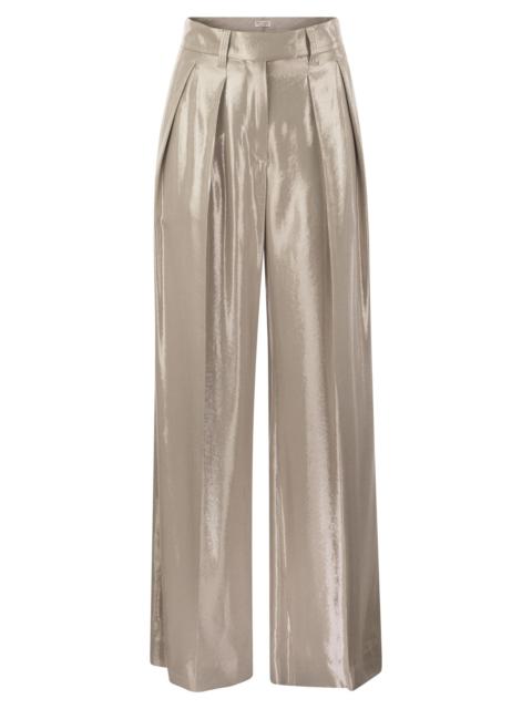 Brunello Cucinelli Sparkling Gabardine Wide Sartorial Trousers