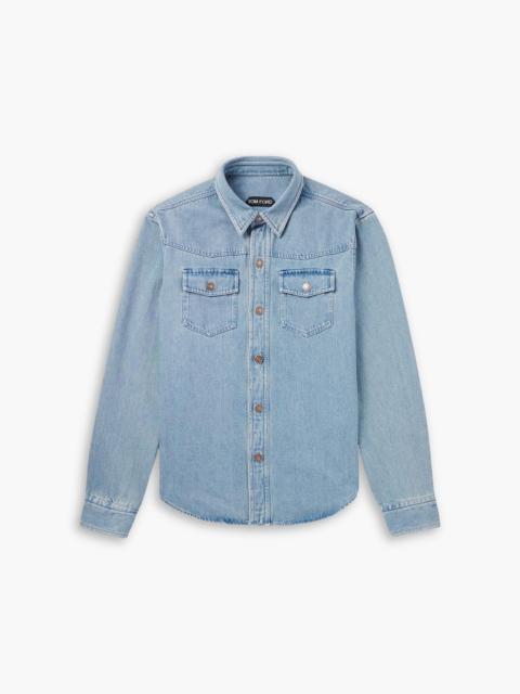 TOM FORD Slim-fit washed-denim overshirt