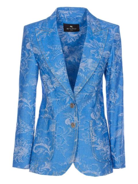 Etro Etro Women Fitted Denim Jacket With Peak Lapels