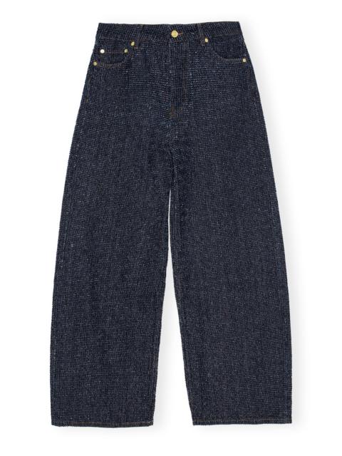 GANNI DARK BLUE FLUFFY WIDE JEANS