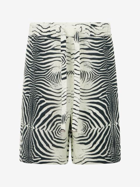 Roberto Cavalli Linen Bermuda Shorts With Mini Zebra Print
