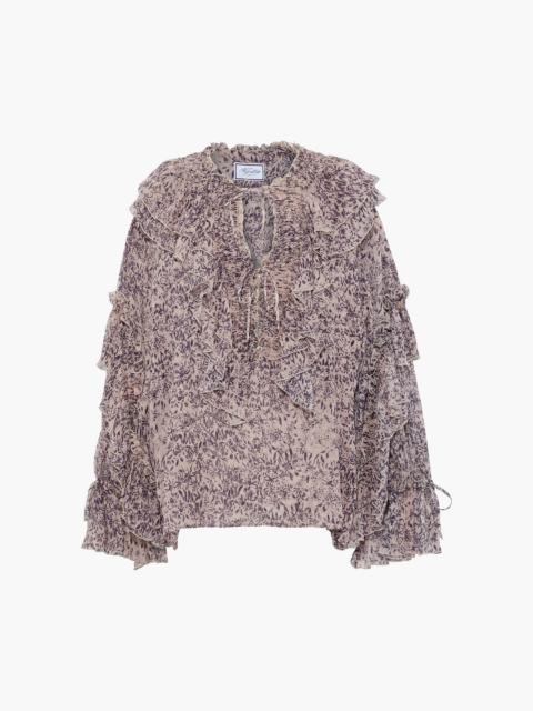 Other Designers Ruffled floral-print silk-crepon blouse