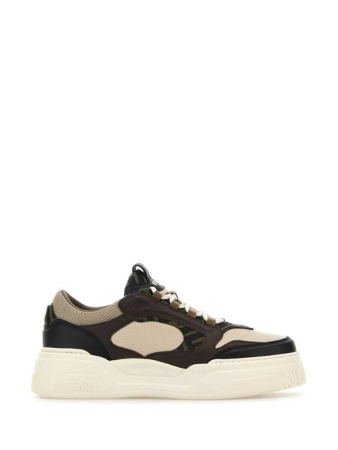FENDI Fendi Men Multicolor Leather And Canvas Fendi Force Sneakers