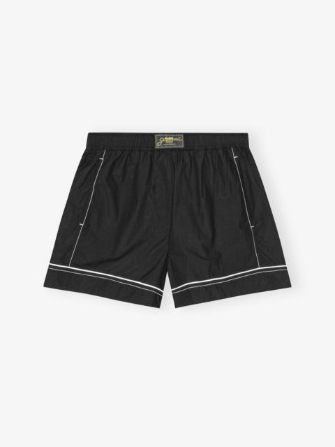 GANNI BLACK COTTON POPLIN SHORTS