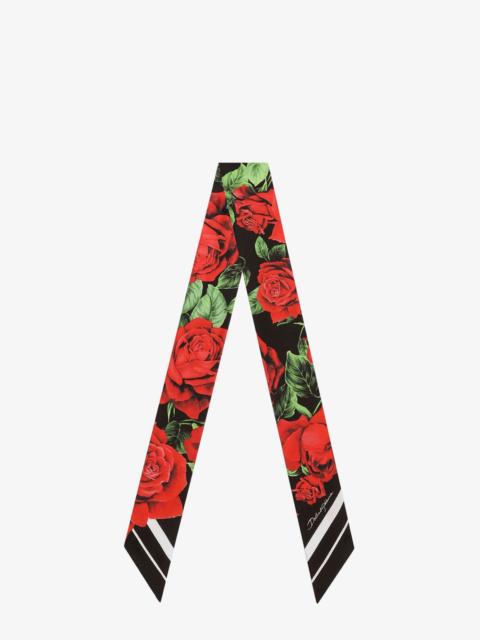 Dolce & Gabbana Dolce & Gabbana Silk Twill Bandeau With Bouquet Rose Print