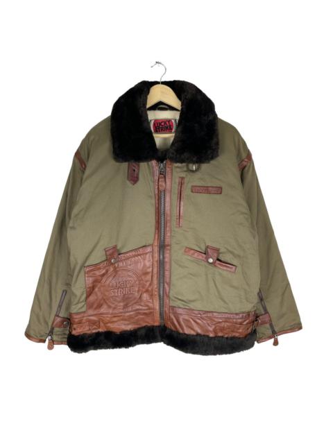 Other Designers Vintage - 🌟LUCKY STRIPE B3 LEATHER PART FUR WINTER JACKET