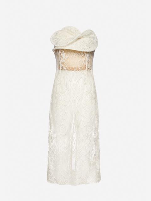 MAGDA BUTRYM Lace corset dress with sculptural neckline in cream