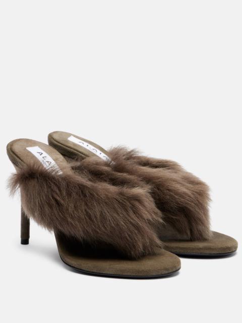 Alaïa Boudoir shearling-trimmed thong sandals