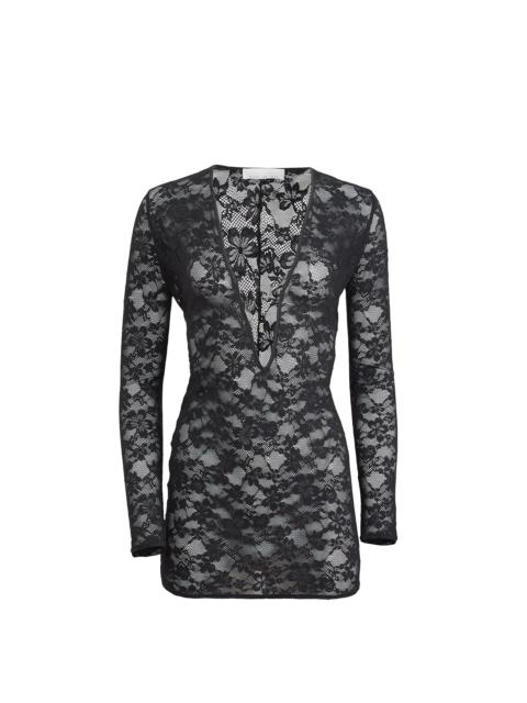 Fleur du Mal Le Stretch Lace Plunge Mini Dress