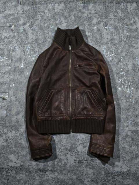 Hysteric Glamour Vtg Brown Leather Bomber Jacket Hedi Slimane Junya Watanabe