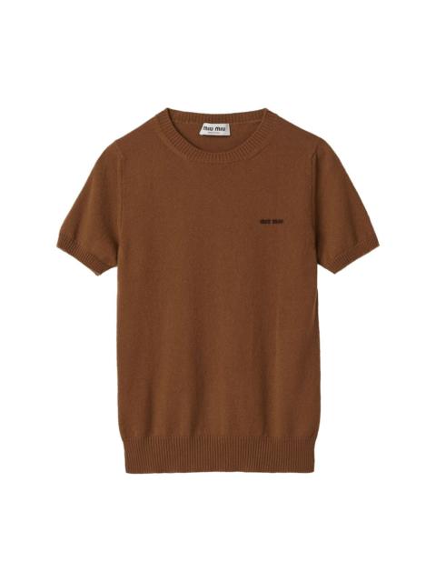 logo-intarsia cashmere top
