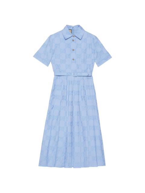 logo-print flared shirt dress