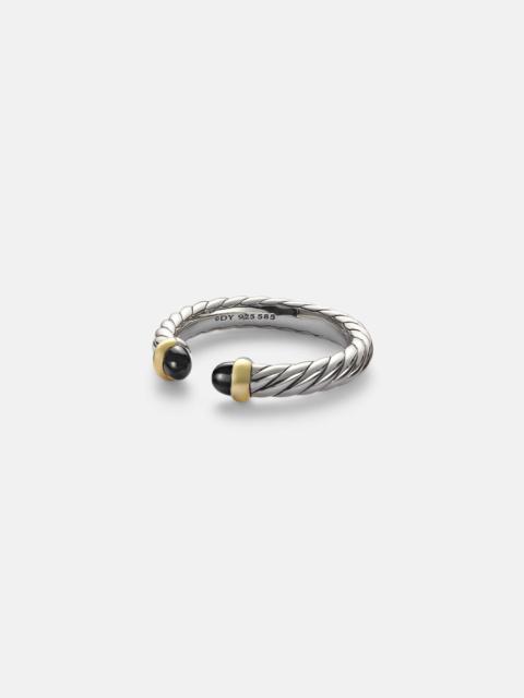 DAVID YURMAN Petite Cable sterling silver ring with onyx