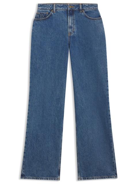 HUGO WIDE-LEG JEANS IN BLUE DENIM WITH STACKED LOGO