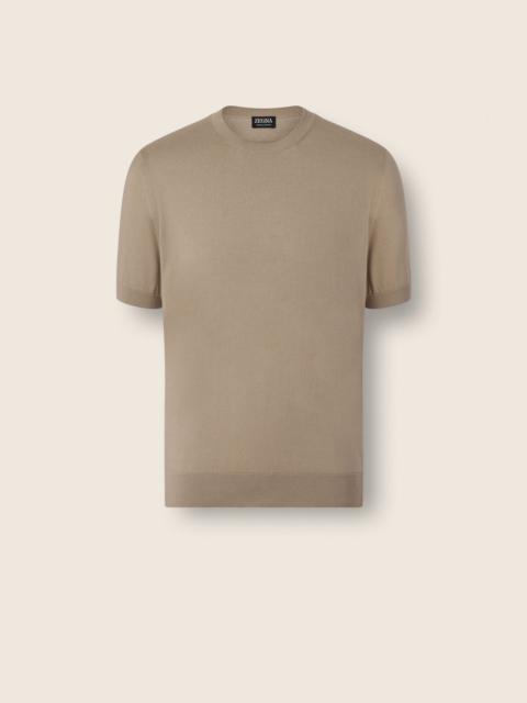 ZEGNA LIGHT TAUPE PREMIUM COTTON T-SHIRT