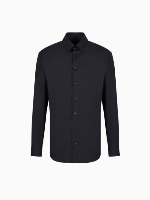 GIORGIO ARMANI Plain-knit stretch cotton shirt