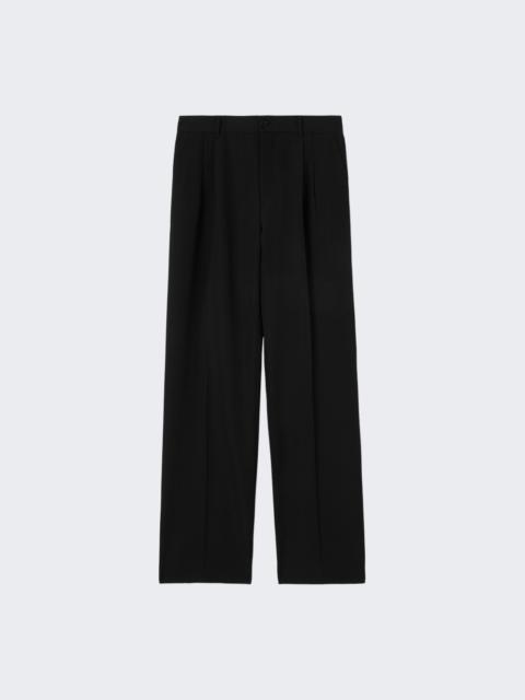 Burberry Wide Leg Wool Twill Trousers Black