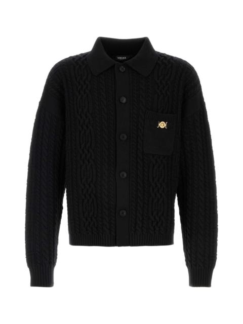 VERSACE Black Cardigan Wool