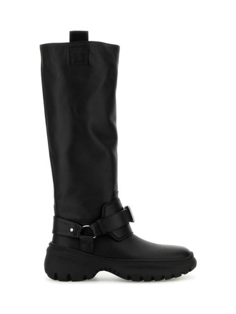 Black Leather Stomp Boots