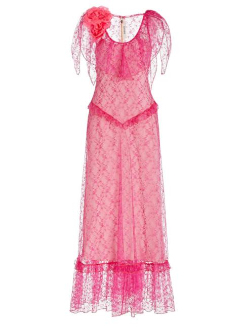 RODARTE Floral Lace Dress With Ruffle Details