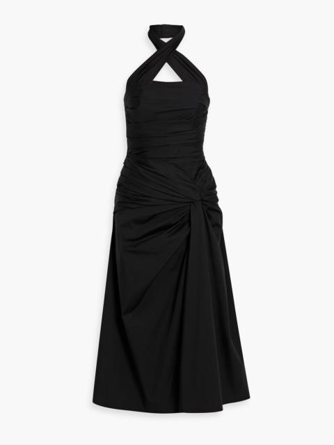 CAROLINA HERRERA Twisted cotton-blend poplin halterneck midi dress