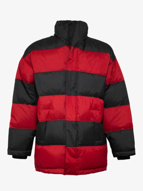 BALENCIAGA Balenciaga Red & Black Stripe Down Coat