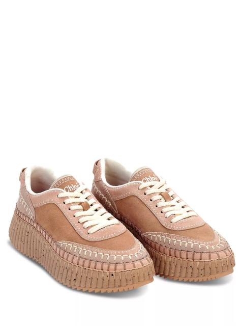 Chloé Women's Nama Suede Platform Low Top Sneakers