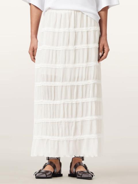 ALLSAINTS AllSaints Lila Tiered Midi Skirt in White at Nordstrom