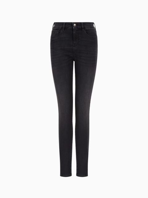 EMPORIO ARMANI J20 high-waisted super-skinny leg jeans in stone-wash comfort denim