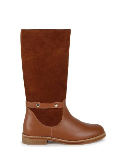 Chloé Chloe Logo Embossed Leather Boots