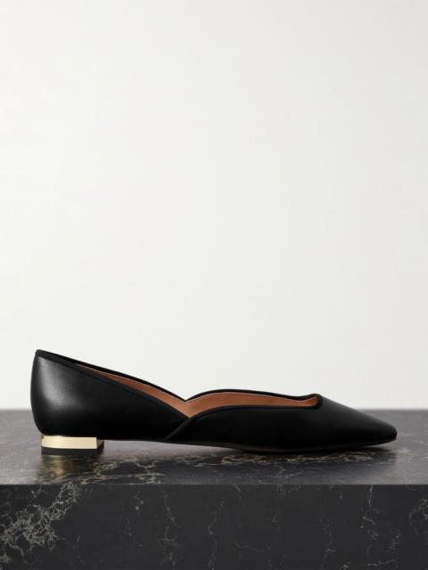 AQUAZZURA Maia grosgrain-trimmed leather ballet flats Black