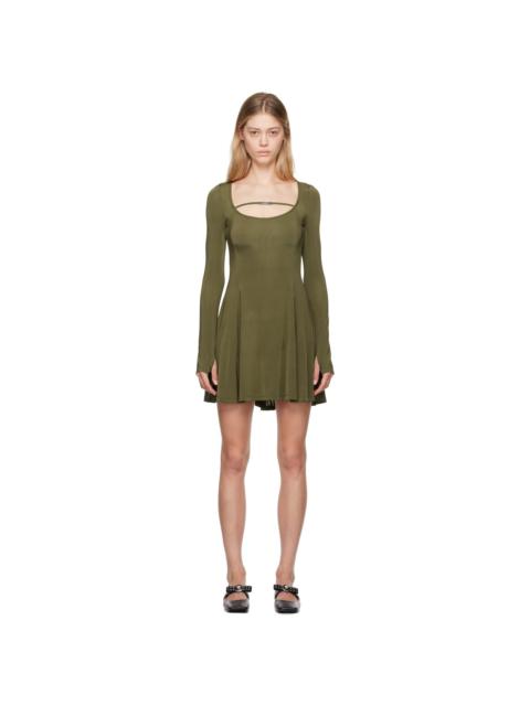 VERSACE JEANS COUTURE Khaki Flared Minidress