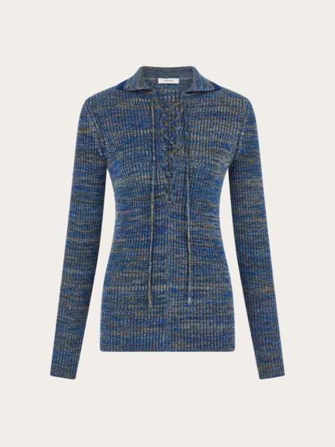 Knitted top with lace detail