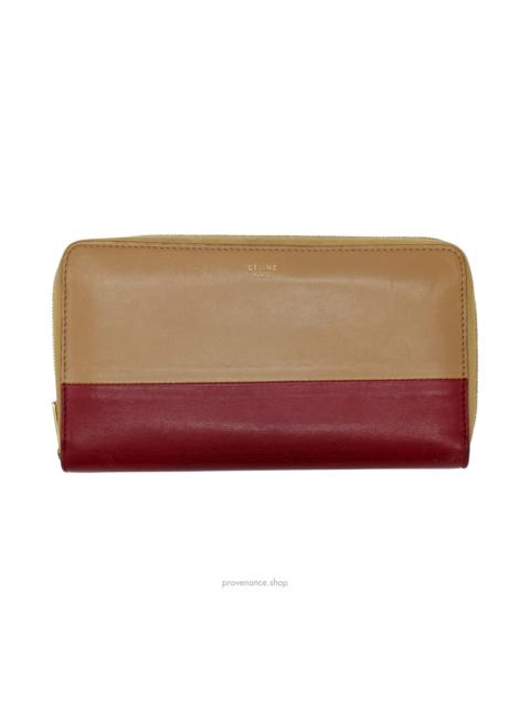 Celine Multifunction Zip Wallet - Tan/Red