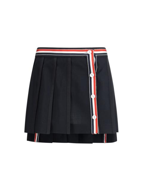 Thom Browne Thom Browne Women Mini Mini Button Front Pleated Wrap Skir