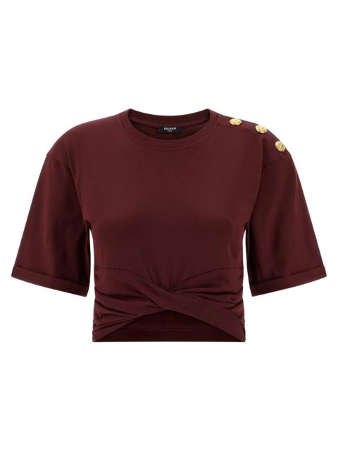 Balmain Balmain Women Knotted Crop T-Shirt