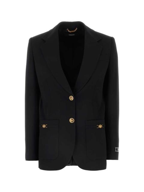 VERSACE Versace Women Black Stretch Wool Oversize Blazer