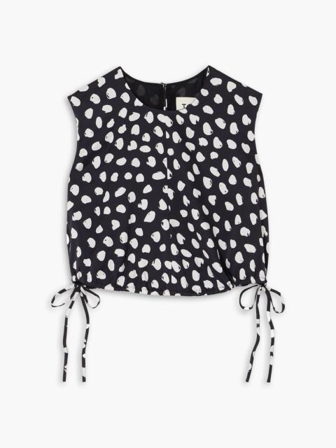 TOVE Cecily cropped tie-detailed polka-dot silk crepe de chine top