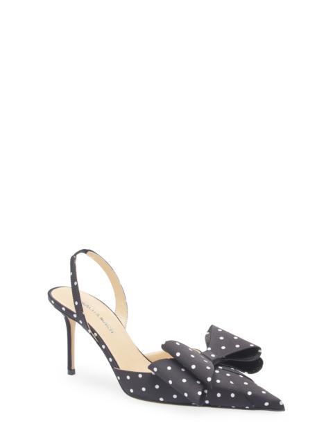 MACH & MACH Mach & Mach Le Cadeau Bow Polka Dot Slingback Pump in Black/White at Nordstrom