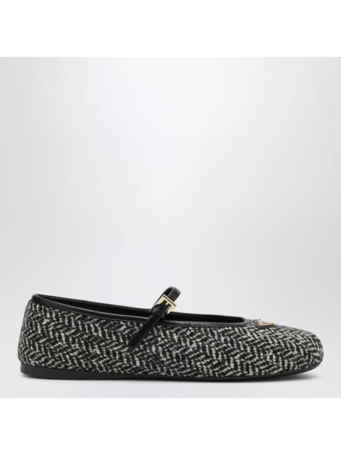 Prada Prada Ballerinas In Fabric With White/Black Pattern Women