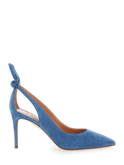 AQUAZZURA Aquazzura Women Blue Pointed Toe Pump With Bow Detail In Suede For Women