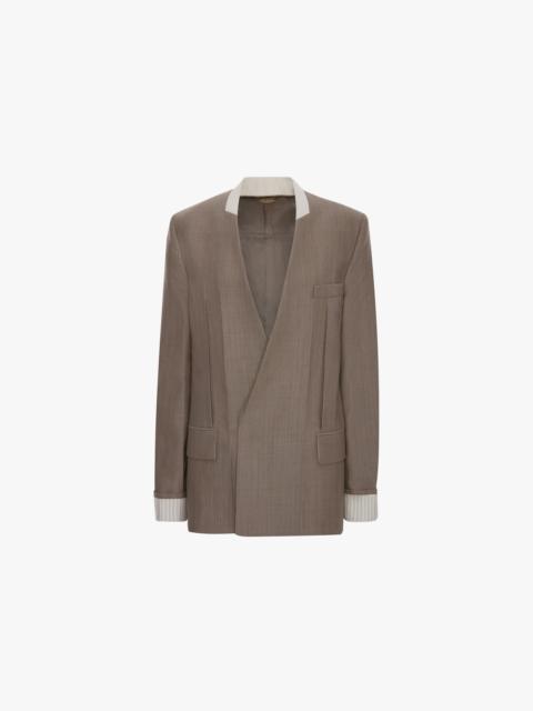 Victoria Beckham Collarless Jacket In Limestone