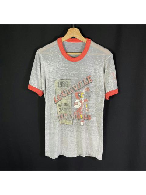 Other Designers Vintage 1986 Louisville Cardinals Paperthin Ringer Tshirt