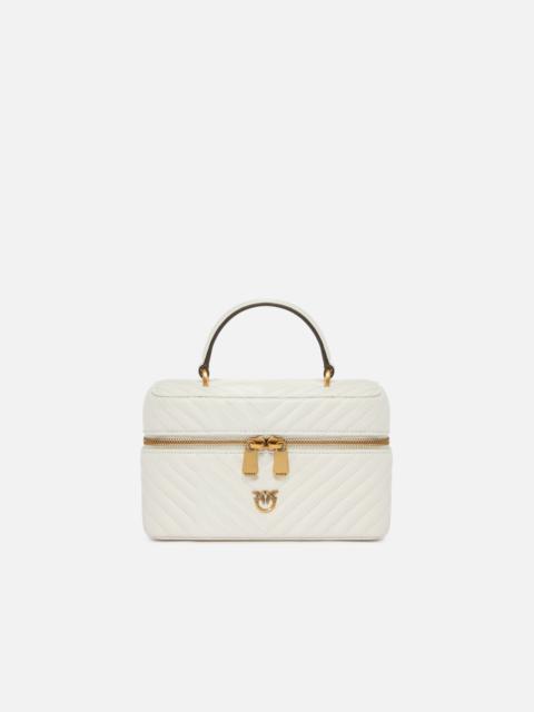 PINKO SMALL BEAUTY CASE WITH SHOULDER STRAP IN CHEVRON NAPPA
