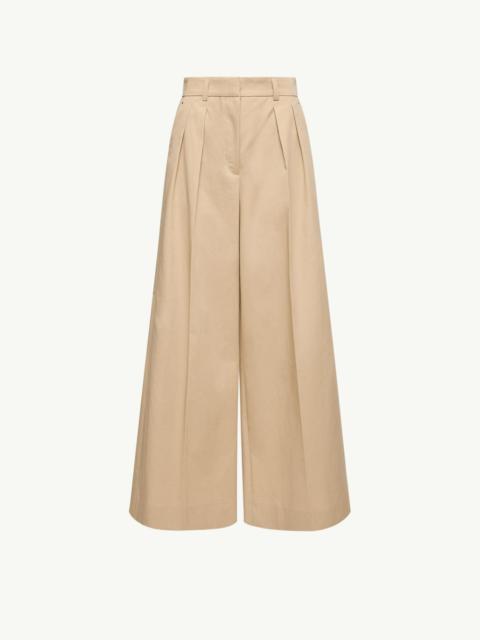 Moncler Cotton Gabardine Wide-Leg Tailored Pants